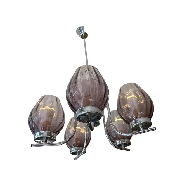 1950s Art Deco 5-Light Chandelier, 1950s For Sale - Image 5 of 9