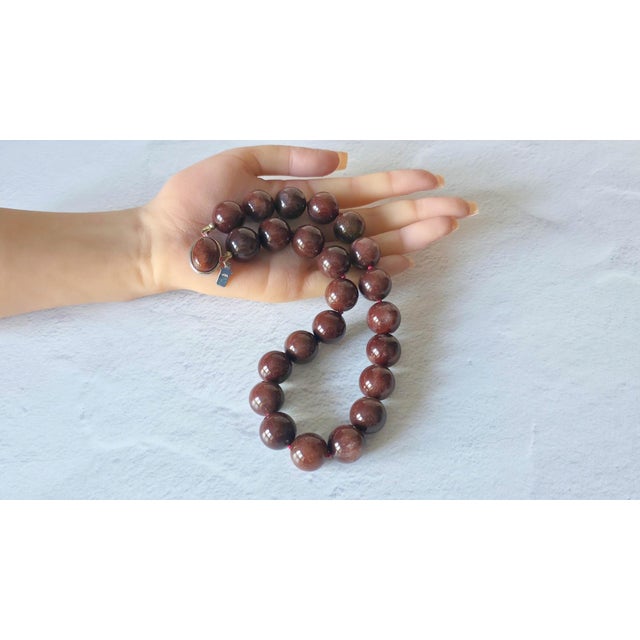 Rare Red Rutilated Quartz Necklace, With Sterling Silver Red Quartz Clasp For Sale - Image 10 of 11
