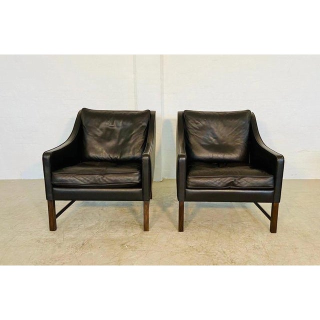 Wood Vintage Scandinavian Fredrik Kayser Brown Leather Lounge Chairs, 1960s, Set of 2 For Sale - Image 7 of 18