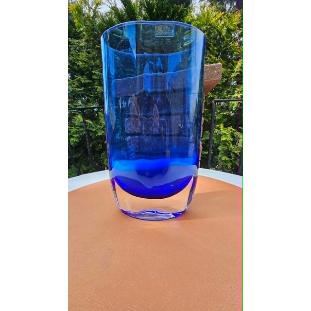 Glass Vintage Cobalt Blue Glass Vase, Magnor Norway, 1960s For Sale - Image 7 of 7