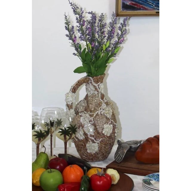 Art Deco Early 20th Century Shell-Encrusted Pitcher With Grapevine Design For Sale - Image 3 of 12