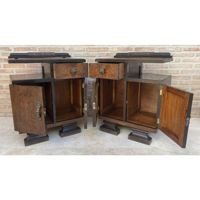 Art Deco Nightstands with Ebonized Base, 1930, Set of 2 For Sale - Image 11 of 17