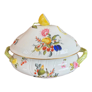 Vintage Herend Hand Painted Fruits and Flowers Soup Tureen, Lemons