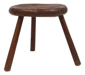 Hand-Carved Wood Tripod Stool, France, 1900s