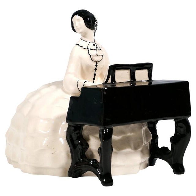 Ceramic Piano Lady Crinoline at a Spinet attributed to Bertold Loeffler for Vienna Ceramics, 1913 For Sale - Image 7 of 7
