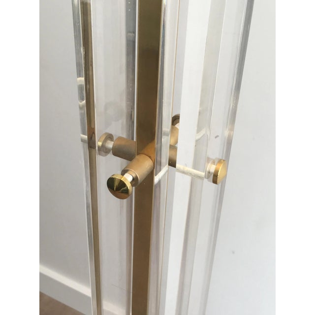 In the Style of Romeo Rega, Plexiglass and Gilt Brass Floor Lamp For Sale - Image 9 of 13