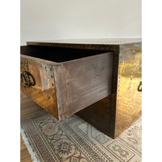 1970’s Sarreid Ltd. Brass 2 Drawer Chest For Sale - Image 9 of 11