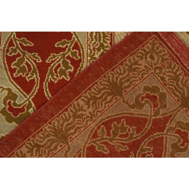 Hand-Knotted Antique Art Nouveau Rug in Red, Green, Brown Floral Pattern For Sale In New York - Image 6 of 7