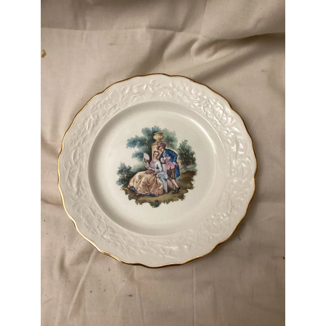 Mid Century European Porcelain Decorative Plate With 22 Karat Gold Trim For Sale - Image 4 of 4