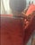 Vintage Rust Red Wingback Settee Sofa With Nailhead Trim & Carved Finials For Sale - Image 9 of 12