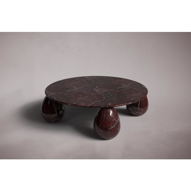 Postmodern Cons Elazig Cherry Marble Round Coffee Table 43" For Sale - Image 3 of 5