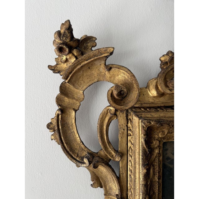 Antique Venetian Gilded Wood Mirror, 1700 For Sale - Image 12 of 14