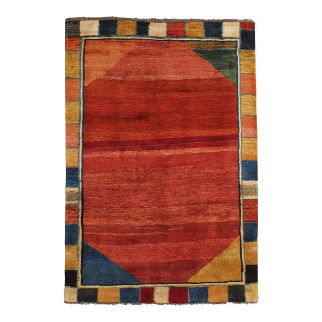 Vintage Hand-Knotted Persian Gabbeh Rug 5'3" X 7'9" For Sale