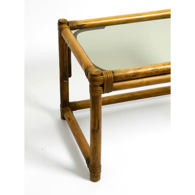 Dark Bamboo Side Table with Smoked Glass Top, 1970s For Sale - Image 9 of 18