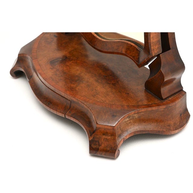Brown Antique Victorian Burr Walnut Vanity Mirror, 1860 For Sale - Image 8 of 11