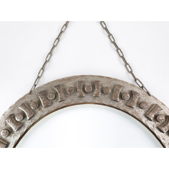 Metal Vintage Brutalist Wrought Iron Mirror, Touret-Influenced Design, 1960s For Sale - Image 7 of 13