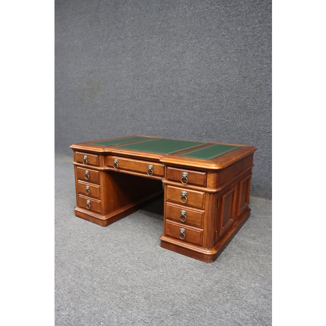 Croquet Cherry Leather-Top Partners Desk Form Coffee Table For Sale - Image 4 of 16