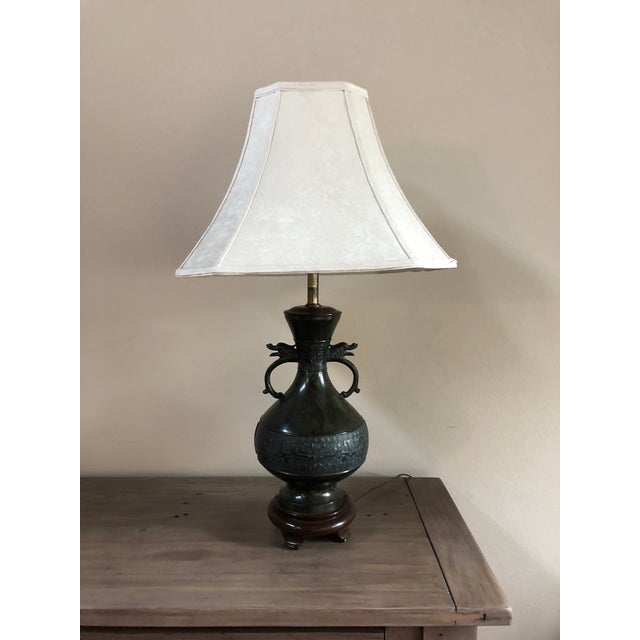 Green Vintage Mid-Century Chinese Bronze Marbro Lamps - a Pair For Sale - Image 8 of 13