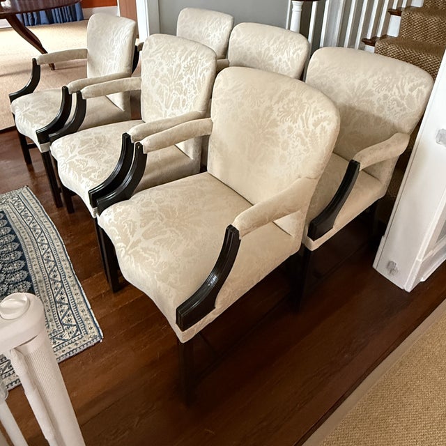 Ivory Set of 6 Rose Tarlow Melrose House Chippendale Arm Chairs For Sale - Image 8 of 18