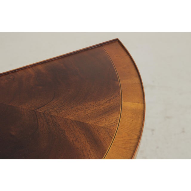 Hekman Mahogany Inlaid Demilune Table For Sale - Image 9 of 14