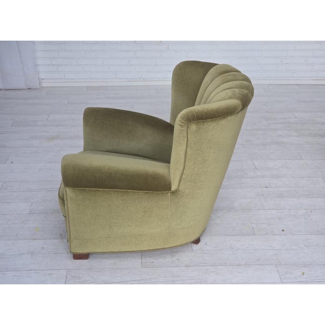 Danish Armchair in Green Velour and Beech, 1960s For Sale - Image 9 of 18