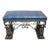 1930s French Art Deco Iron Bench With Faux Alligator Metallic Cobalt Blue Leather Upholstery For Sale