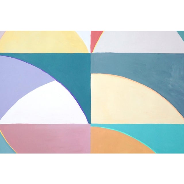 2026, Color Field Painting Diptych, Deco Flora Matrix, Original Painting on Paper in Pastel Tones, Geometric Tiles Shapes by Natalia Roman For Sale - Image 10 of 10