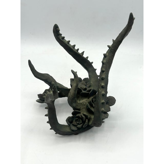 Vintage Bronze Sculpture of Blooming Succulent For Sale In Los Angeles - Image 6 of 18