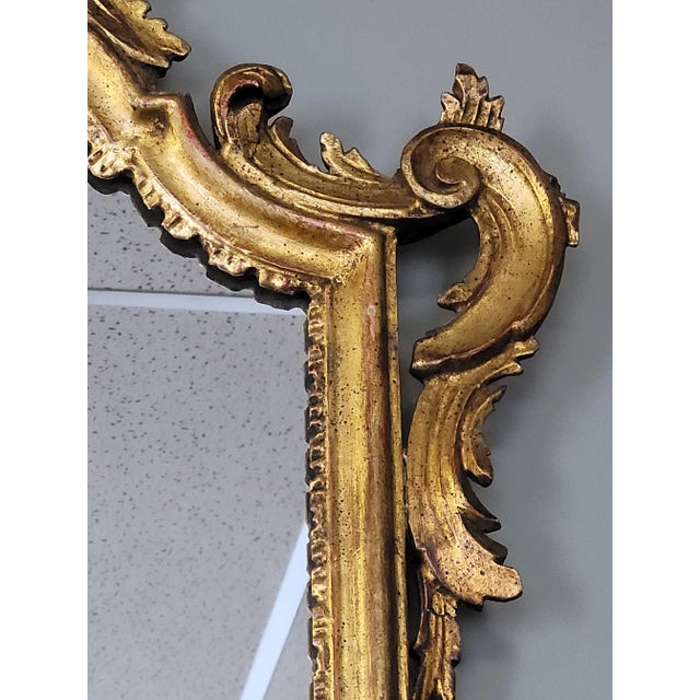 Wood 1950s Vintage Gold Florentine Mirror For Sale - Image 7 of 9