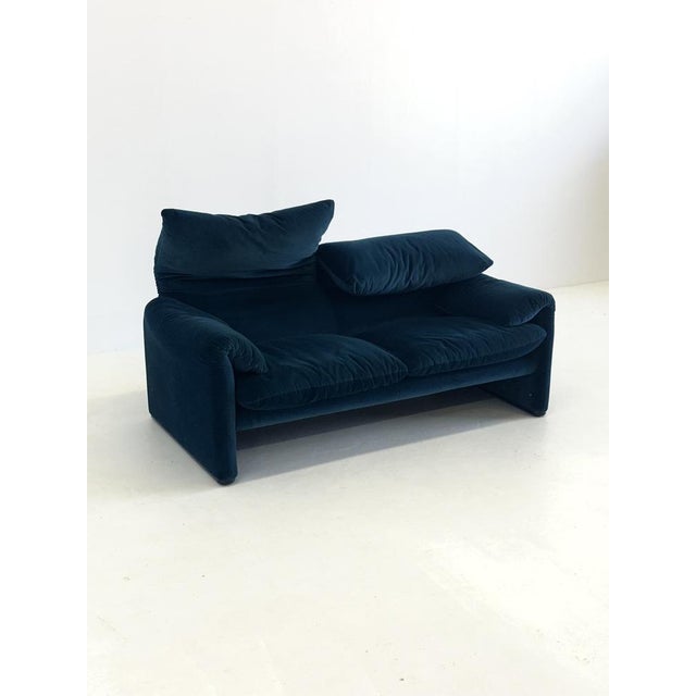 1990s Blue Green Cassina Maralunga Sofa by Vico Magistretti, 1990s For Sale - Image 5 of 13