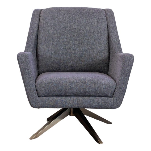 Sunpan Greta Swivel Modern Armchair With Pyramidal Base For Sale