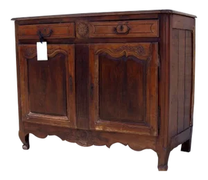 French Provincial Two Door Buffet Short Cabriole Legs Iron Hardware