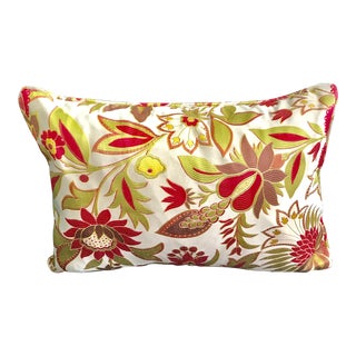 Luxurious Satin Floral Pillow With Down Filling and Piping - 24" For Sale