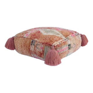 Pink Diamond Wool Pouf For Sale