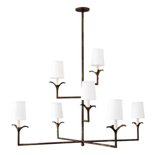 Gold Rubbed Black Lily Stems Chandelier For Sale