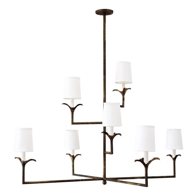Gold Rubbed Black Lily Stems Chandelier For Sale