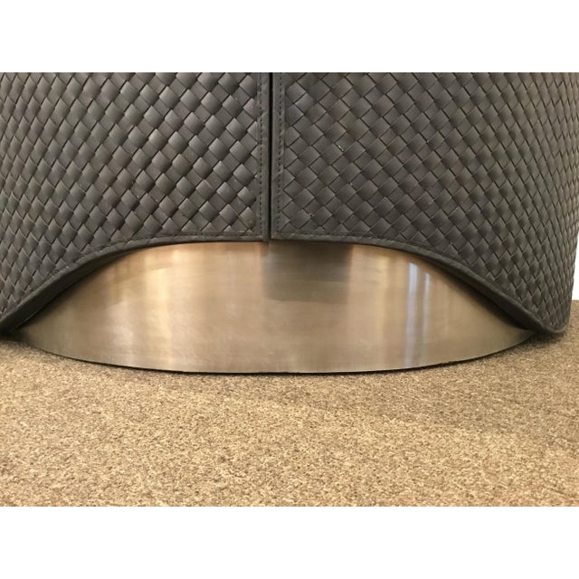 Metal Studio A Home Modern Smokey Black Leather Milan Demi Lune Table For Sale - Image 7 of 8