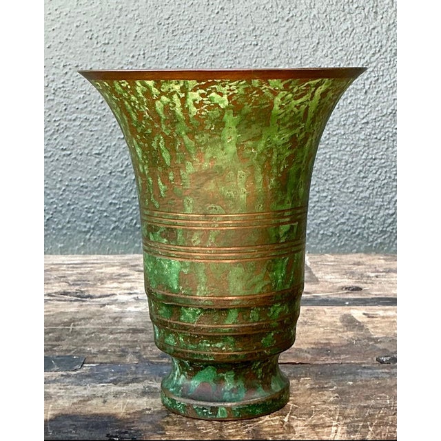 Vintage Carl Sorenson Art Deco Trumpet Bronze Vase For Sale - Image 9 of 12