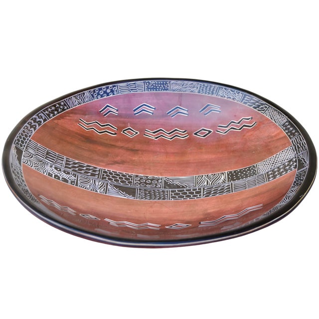African Vintage Large Handmade West-African Patterned Soapstone Accent Bowl For Sale - Image 3 of 5