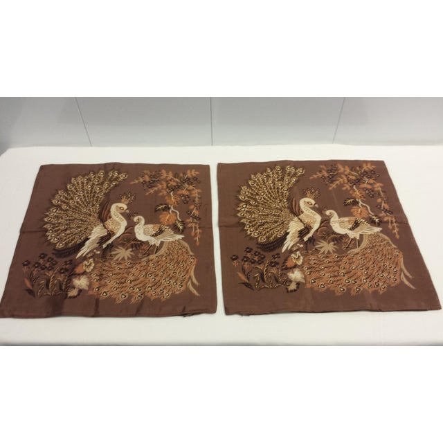 Thai Silk Peacock Accent Pillow Covers A Pair Chairish