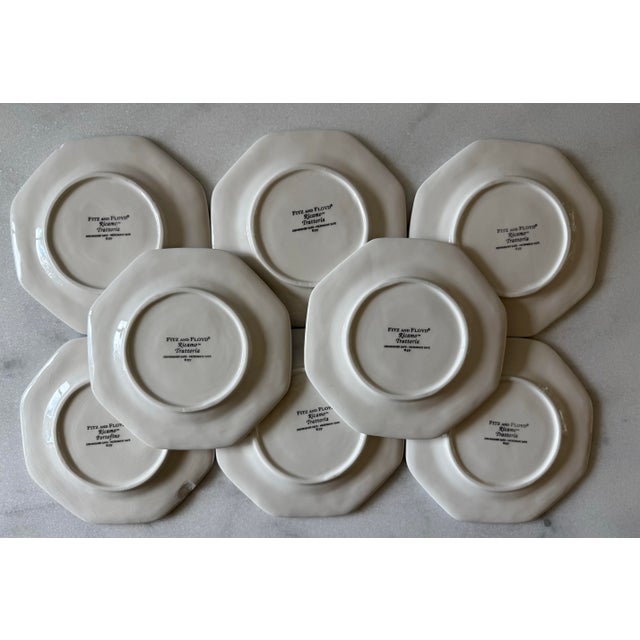 Mustard Vintage Fitz & Floyd Ricamo Trattoria Small Plates - Set of 8 For Sale - Image 8 of 10