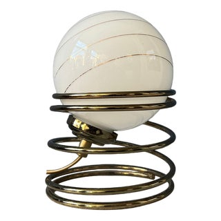 Mid-Century Hollywood Regency Eyeball Table Lamps in Opaline Glass, Set of 2 For Sale