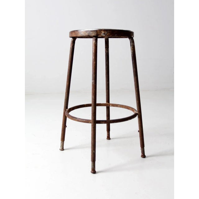 Mid 20th Century Vintage Industrial Metal Stool For Sale - Image 5 of 10