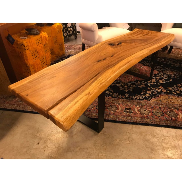 Rustic Live - Edge Wood and Iron Bench For Sale - Image 3 of 9