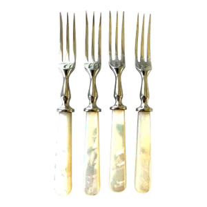 Midcentury Mother-Of-Pearl Dessert Forks Set of 4