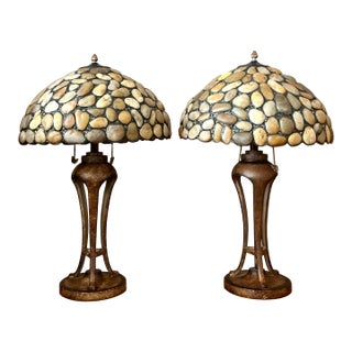 Vintage Boho Sliced Stone Lamps - A Pair For Sale