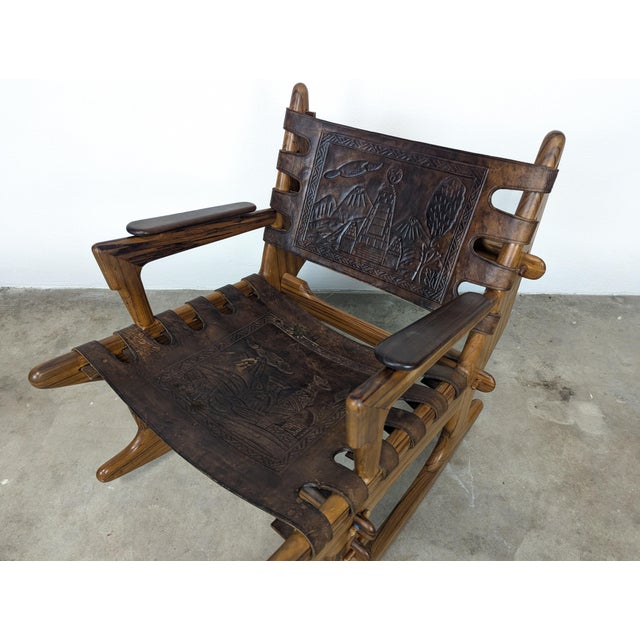 Wood 1960s Mid Century Modern Leather & Rosewood Rocking Chair by Angel Pazmino For Sale - Image 7 of 12