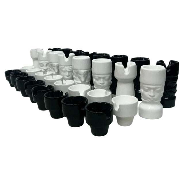 Ceramic Chess Pieces by Enzo Bioli for Il Picchio, 1970s, Set of 32 For Sale
