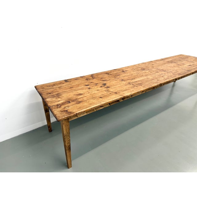Large Farmhouse Table in Pine with Spindle Legs, 1950s For Sale - Image 14 of 18