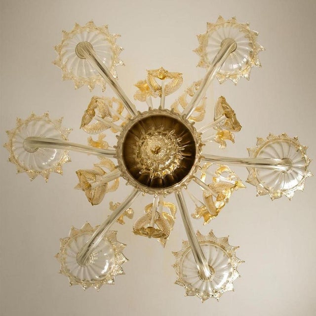 Large Venetian Chandelier in Gilded Murano Glass attributed to Barovier, 1960s For Sale - Image 15 of 18
